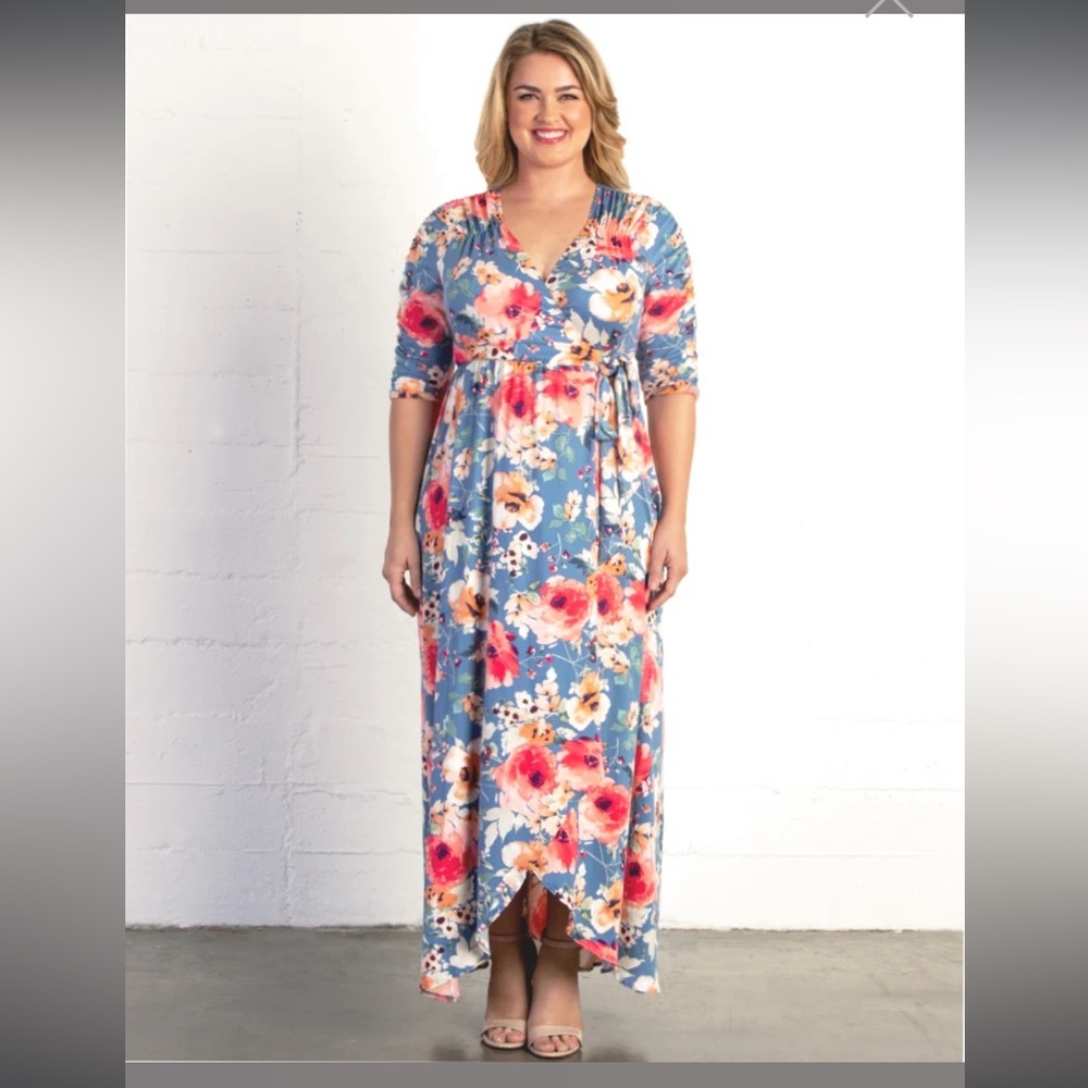 New Kiyonna Meadow dreams Floral Maxi Dress size 2X 🌸🌹🌺🌷 - Picture 2 of 8